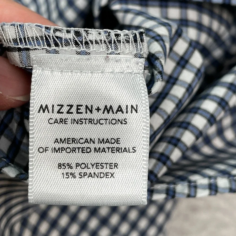 Mizzen Main Leeward XL Standard Fit Performance Dress Shirt‎ Blue white Plaid